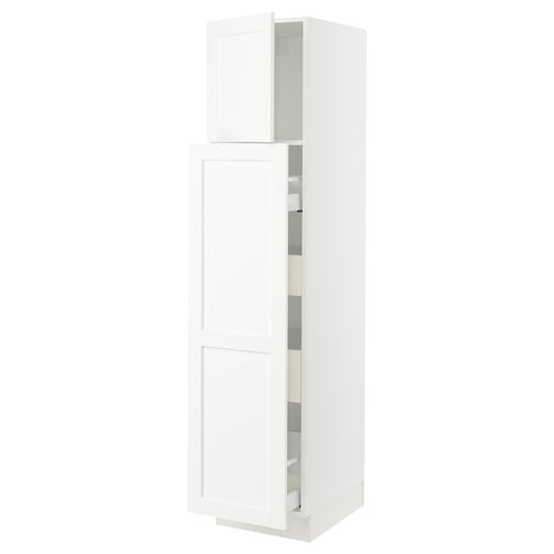 SEKTION / MAXIMERA Gabinete alto+1 pt/4 cjn extraíbles, blanco Enköping/blanco efecto madera, 18x24x80 "