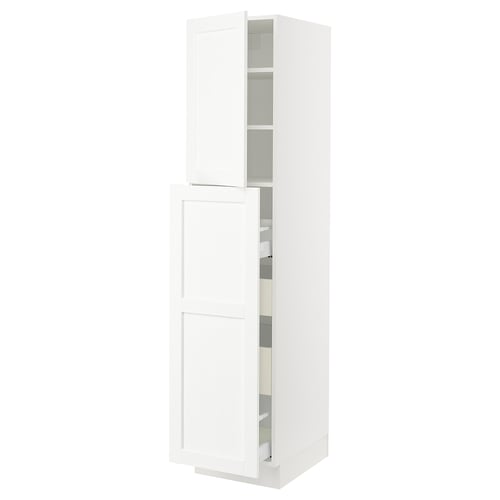 SEKTION / MAXIMERA Gabinete alto+1 pt/4 cjn extraíbles, blanco Enköping/blanco efecto madera, 18x24x80 "