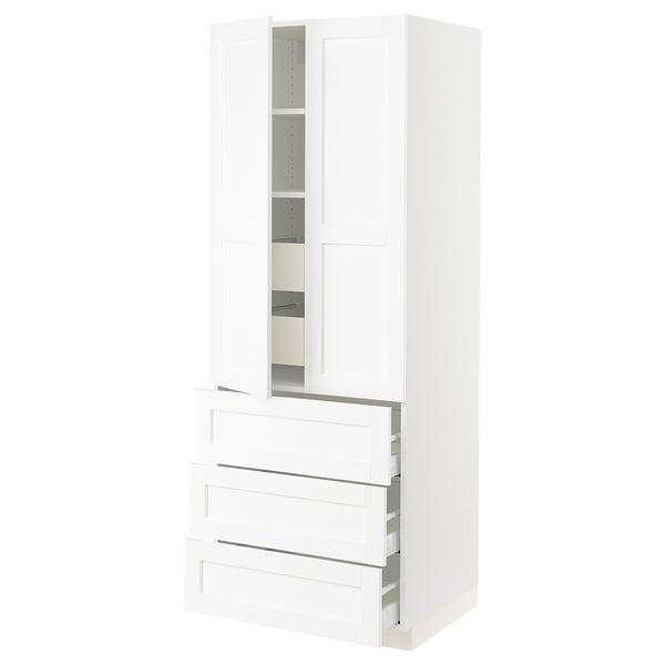 SEKTION / MAXIMERA Gabinete alto+2 prta/3 frnt/5 cjn, blanco Enköping/blanco efecto madera, 30x24x80 "