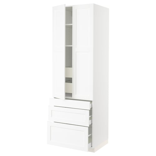 SEKTION / MAXIMERA Gabinete alto+2 prta/3 frnt/5 cjn, blanco Enköping/blanco efecto madera, 30x24x90 "