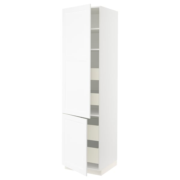 SEKTION / MAXIMERA Gabinete alto+2 prta/estantes/4 cjn, blanco Enköping/blanco efecto madera, 24x24x90 "