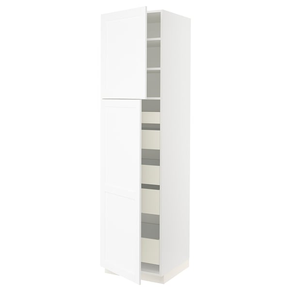 SEKTION / MAXIMERA Gabinete alto+2 prta/estantes/5 cjn, blanco Enköping/blanco efecto madera, 24x24x90 "