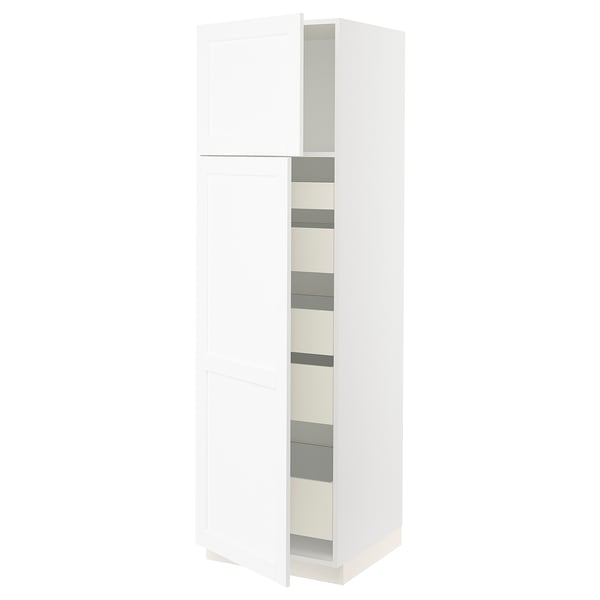SEKTION / MAXIMERA Gabinete alto+2 prta/estantes/5 cjn, blanco Enköping/blanco efecto madera, 24x24x80 "