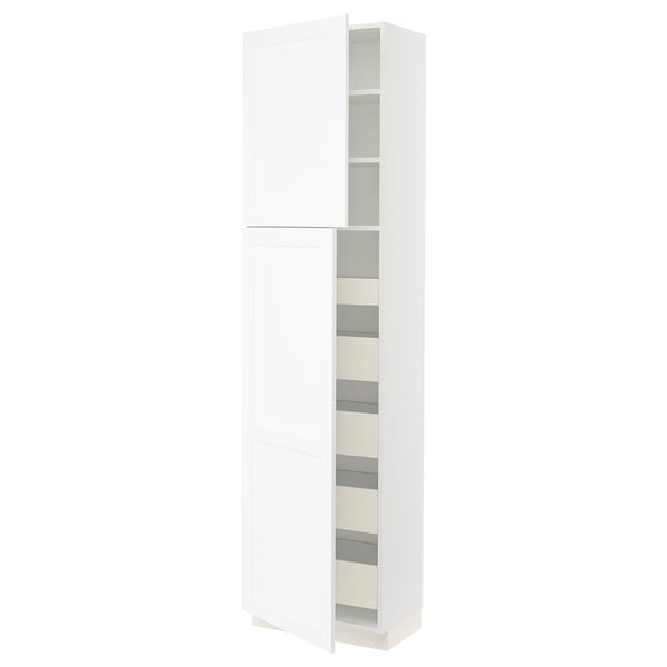 SEKTION / MAXIMERA Gabinete alto+2 prta/estantes/5 cjn, blanco Enköping/blanco efecto madera, 24x15x90 "