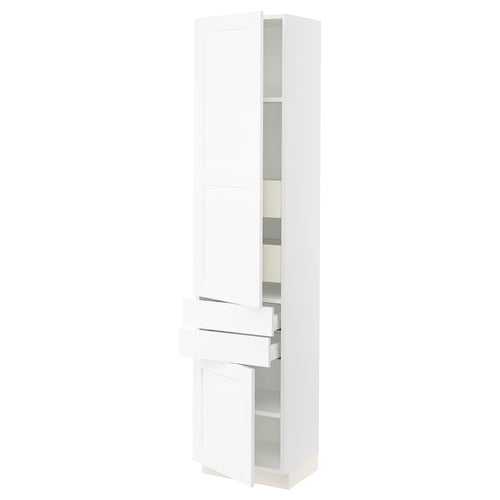SEKTION / MAXIMERA Gabinete alto+2 puertas/2 frnt/4cjn, blanco Enköping/blanco efecto madera, 18x15x80 "