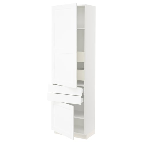 SEKTION / MAXIMERA Gabinete alto+2 puertas/2 frnt/4cjn, blanco Enköping/blanco efecto madera, 24x15x80 "