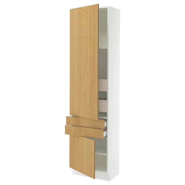 SEKTION / MAXIMERA Gabinete alto+2 puertas/2 frnt/4cjn, blanco/Sinarp chapa de roble, 24x15x90 "