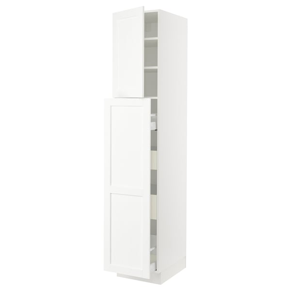 SEKTION / MAXIMERA Gabinete alto+4cjn/1pt/2stnt xtrbl, blanco Enköping/blanco efecto madera, 18x24x90 "