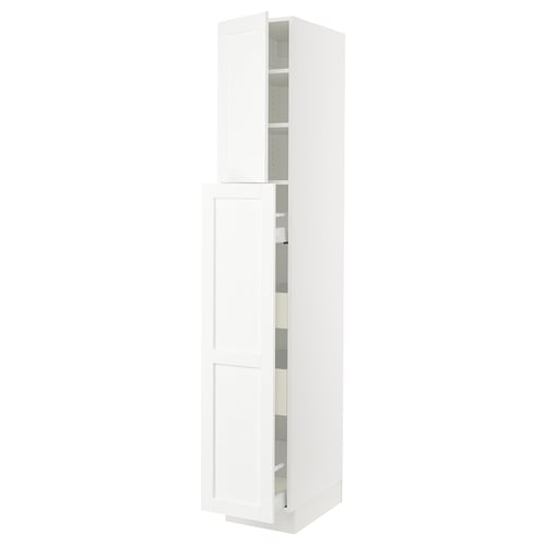 SEKTION / MAXIMERA Gabinete alto+4cjn/1pt/2stnt xtrbl, blanco Enköping/blanco efecto madera, 15x24x90 "