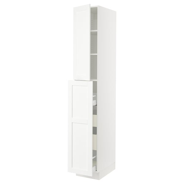 SEKTION / MAXIMERA Gabinete alto+4cjn/1pt/2stnt xtrbl, blanco Enköping/blanco efecto madera, 15x24x90 "