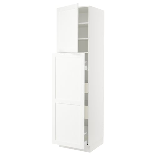SEKTION / MAXIMERA Gabinete alto+4cjn/1pt/2stnt xtrbl, blanco Enköping/blanco efecto madera, 24x24x90 "