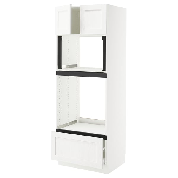 SEKTION / MAXIMERA Gabinete alto horno/micro+cjn/2prta, blanco Enköping/blanco efecto madera, 30x24x80 "
