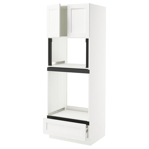 SEKTION / MAXIMERA Gabinete alto horno/micro+cjn/2prta, blanco Enköping/blanco efecto madera, 30x24x80 "