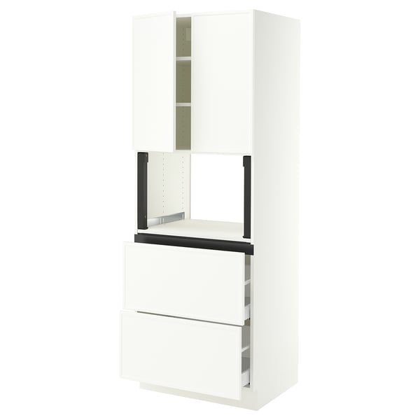 SEKTION / MAXIMERA Gabinete alto micro+2cajones/2prta, blanco/Aspudden blanco mate, 30x24x80 "