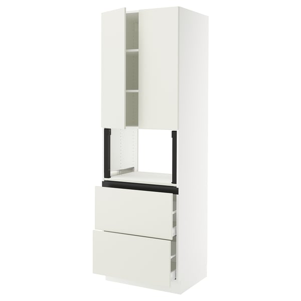 SEKTION / MAXIMERA Gabinete alto micro+2cajones/2prta, blanco/Veddinge blanco, 30x24x90 "