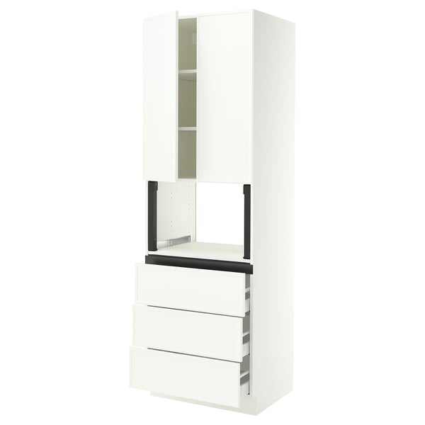 SEKTION / MAXIMERA Gabinete alto micro+3 cjn/2 puertas, blanco/Aspudden blanco mate, 30x24x90 "