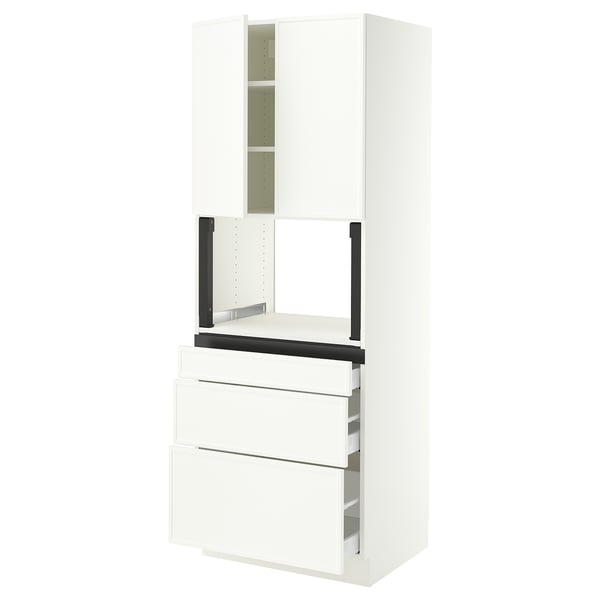SEKTION / MAXIMERA Gabinete alto micro+3 cjn/2 puertas, blanco/Aspudden blanco mate, 30x24x80 "