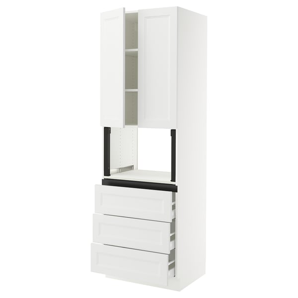 SEKTION / MAXIMERA Gabinete alto micro+3 cjn/2 puertas, blanco/Axstad blanco mate, 30x24x90 "