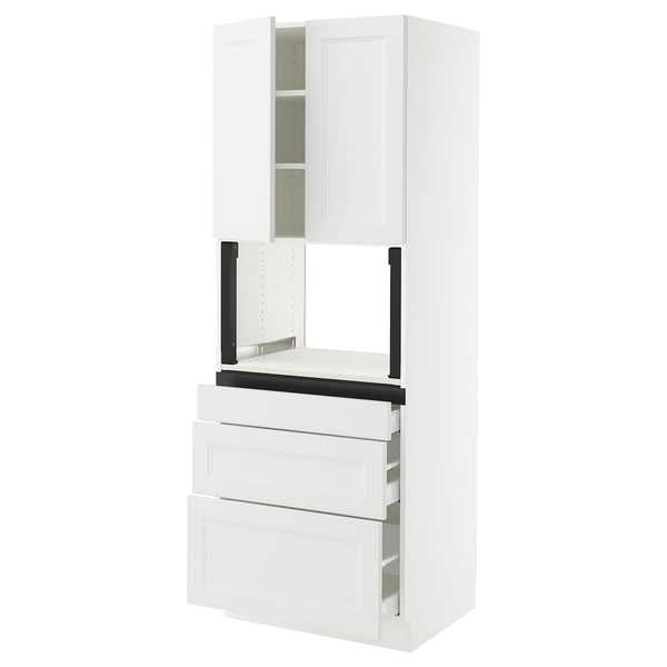 SEKTION / MAXIMERA Gabinete alto micro+3 cjn/2 puertas, blanco/Axstad blanco mate, 30x24x80 "