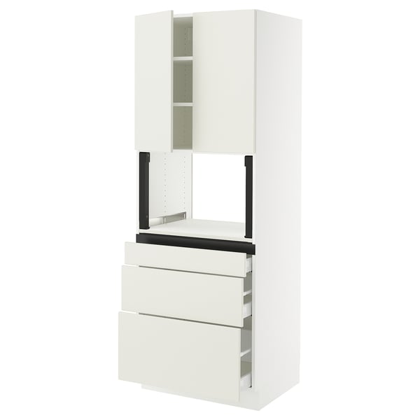 SEKTION / MAXIMERA Gabinete alto micro+3 cjn/2 puertas, blanco/Veddinge blanco, 30x24x80 "