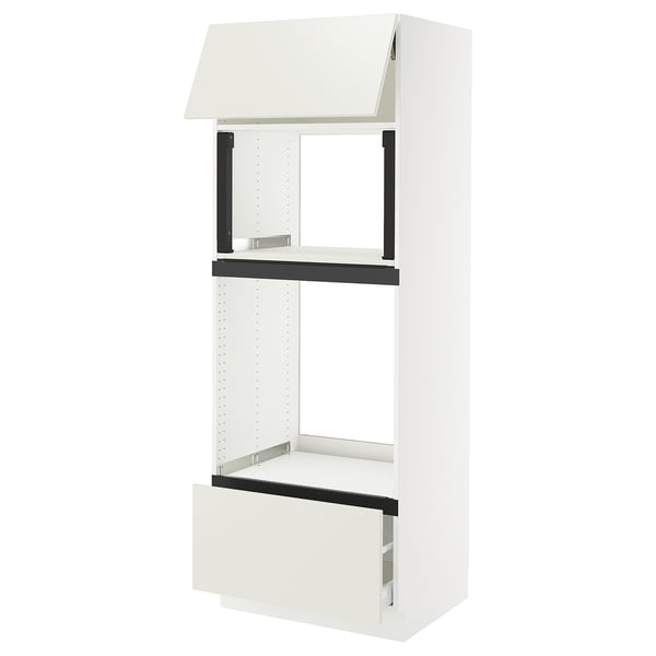 SEKTION / MAXIMERA Gabinete alto micro/horno+cajón/pt, blanco/Veddinge blanco, 30x24x80 "