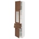 SEKTION / MAXIMERA Gabinete alto+pt vidrio/2 cjn/2 pt, blanco Enköping/marrón efecto de nogal, 18x15x80 "