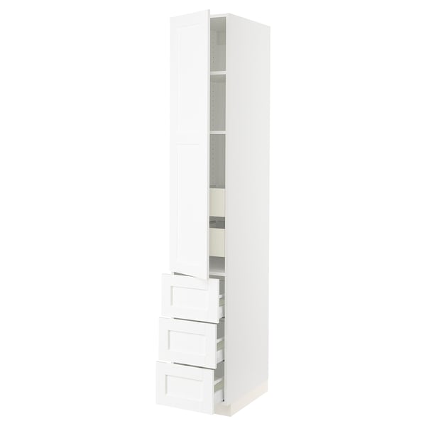 SEKTION / MAXIMERA Gabinete alto+puerta/3 frnt/5 cjn, blanco Enköping/blanco efecto madera, 15x24x90 "