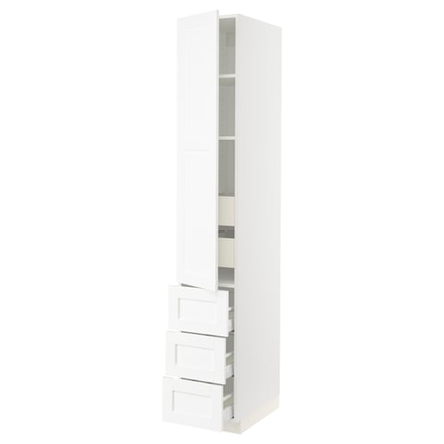 SEKTION / MAXIMERA Gabinete alto+puerta/3 frnt/5 cjn, blanco Enköping/blanco efecto madera, 15x24x90 "