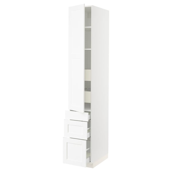 SEKTION / MAXIMERA Gabinete alto+puerta/3 frnt/5 cjn, blanco Enköping/blanco efecto madera, 15x24x90 "