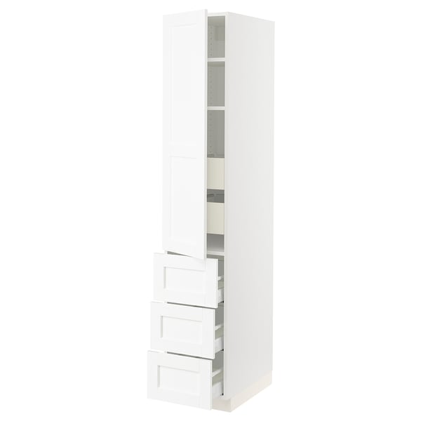 SEKTION / MAXIMERA Gabinete alto+puerta/3 frnt/5 cjn, blanco Enköping/blanco efecto madera, 15x24x80 "