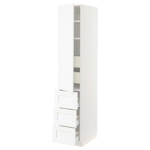 SEKTION / MAXIMERA Gabinete alto+puerta/3 frnt/5 cjn, blanco Enköping/blanco efecto madera, 15x24x80 "