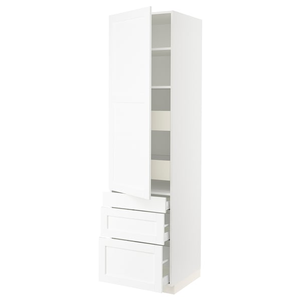 SEKTION / MAXIMERA Gabinete alto+puerta/3 frnt/5 cjn, blanco Enköping/blanco efecto madera, 24x24x90 "