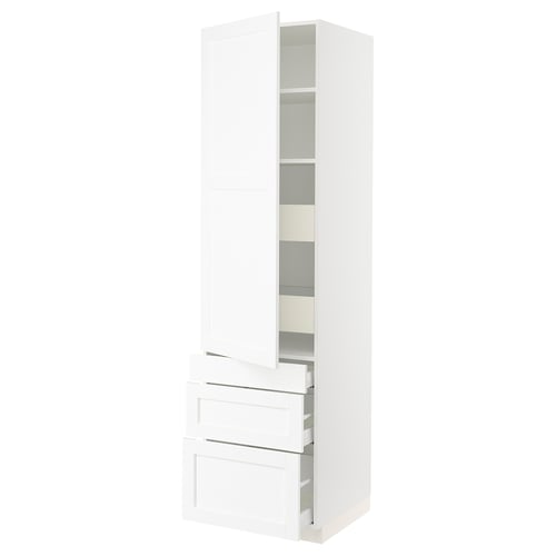 SEKTION / MAXIMERA Gabinete alto+puerta/3 frnt/5 cjn, blanco Enköping/blanco efecto madera, 24x24x90 "