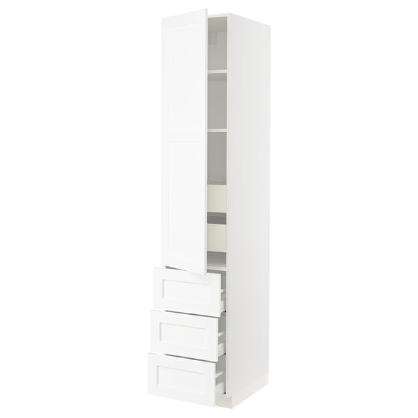SEKTION / MAXIMERA Gabinete alto+puerta/3 frnt/5 cjn, blanco Enköping/blanco efecto madera, 18x24x90 "