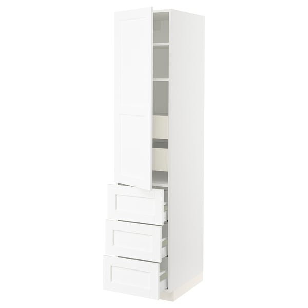 SEKTION / MAXIMERA Gabinete alto+puerta/3 frnt/5 cjn, blanco Enköping/blanco efecto madera, 18x24x80 "