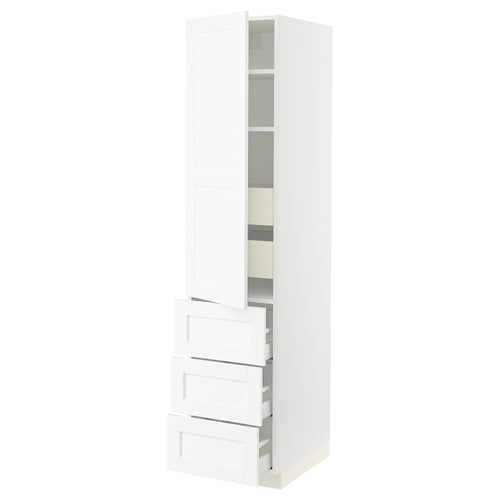SEKTION / MAXIMERA Gabinete alto+puerta/3 frnt/5 cjn, blanco Enköping/blanco efecto madera, 18x24x80 "