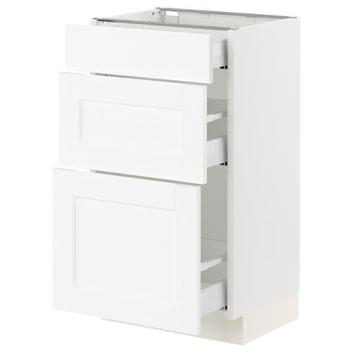 SEKTION / MAXIMERA Gabinete bajo+2 cajones, blanco Enköping/blanco efecto madera, 18x15x30 "