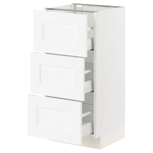 SEKTION / MAXIMERA Gabinete bajo+2 cajones, blanco Enköping/blanco efecto madera, 15x15x30 "