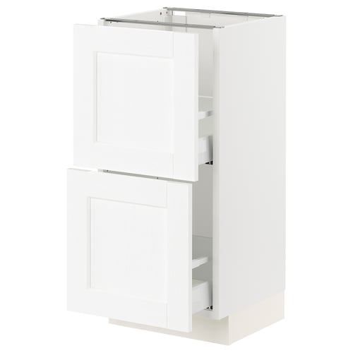 SEKTION / MAXIMERA Gabinete bajo+2 cajones, blanco Enköping/blanco efecto madera, 15x15x30 "