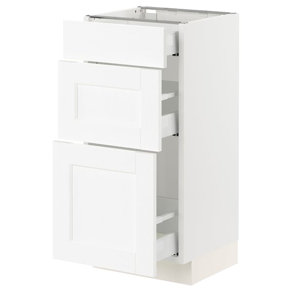 SEKTION / MAXIMERA Gabinete bajo+2 cajones, blanco Enköping/blanco efecto madera, 15x15x30 "
