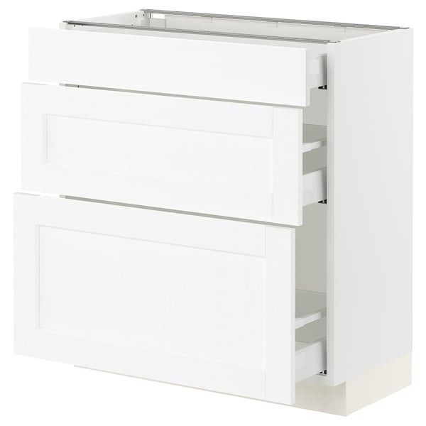 SEKTION / MAXIMERA Gabinete bajo+2 cajones, blanco Enköping/blanco efecto madera, 30x15x30 "