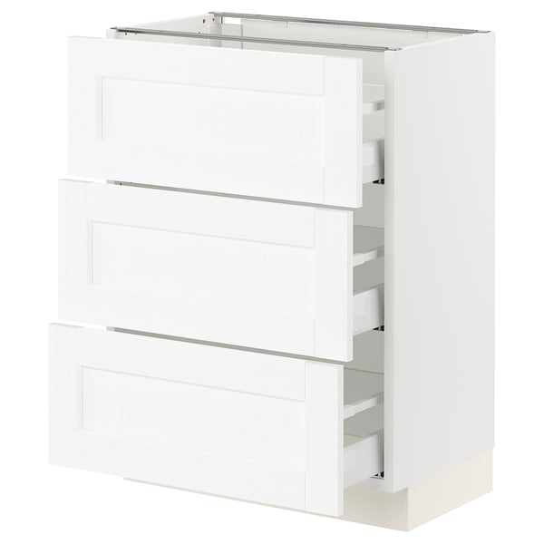 SEKTION / MAXIMERA Gabinete bajo+2 cajones, blanco Enköping/blanco efecto madera, 24x15x30 "