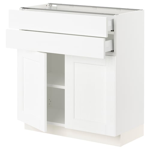 SEKTION / MAXIMERA Gabinete bajo+2 puertas/2 cajones, blanco Enköping/blanco efecto madera, 30x15x30 "