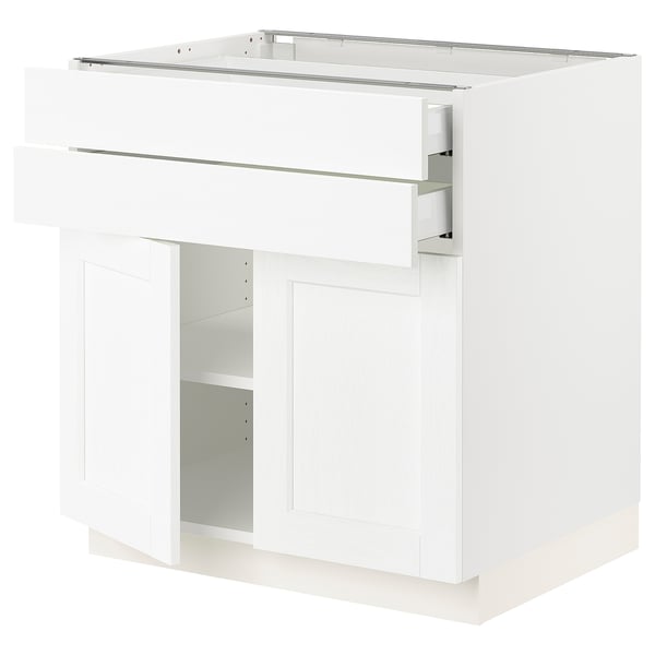 SEKTION / MAXIMERA Gabinete bajo+2 puertas/2 cajones, blanco Enköping/blanco efecto madera, 30x24x30 "