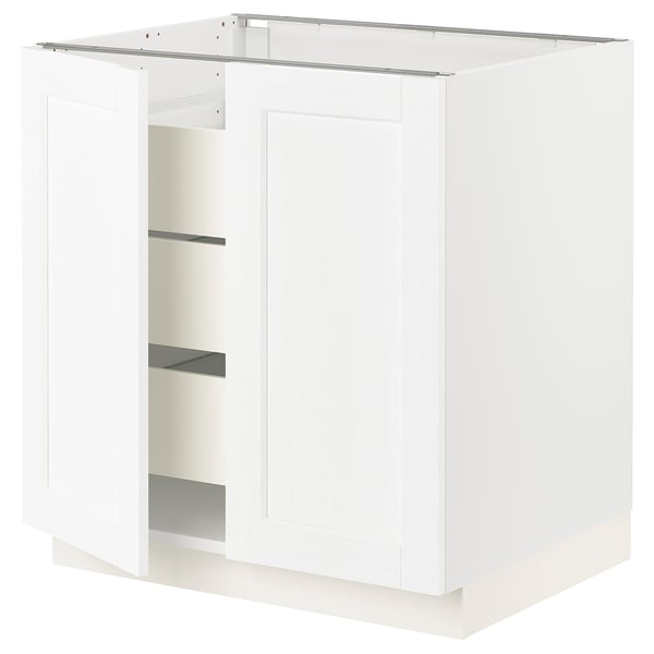 SEKTION / MAXIMERA Gabinete bajo+2 puertas/3 cajones, blanco Enköping/blanco efecto madera, 30x24x30 "