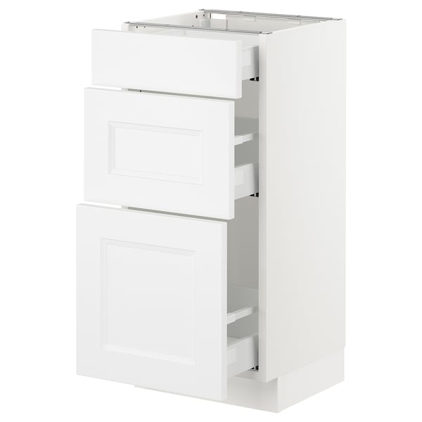SEKTION / MAXIMERA Gabinete bajo+3 cajones, blanco/Axstad blanco mate, 15x15x30 "