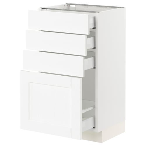 SEKTION / MAXIMERA Gabinete bajo+4 cajones, blanco Enköping/blanco efecto madera, 18x15x30 "