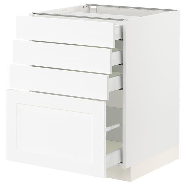 SEKTION / MAXIMERA Gabinete bajo+4 cajones, blanco Enköping/blanco efecto madera, 24x24x30 "