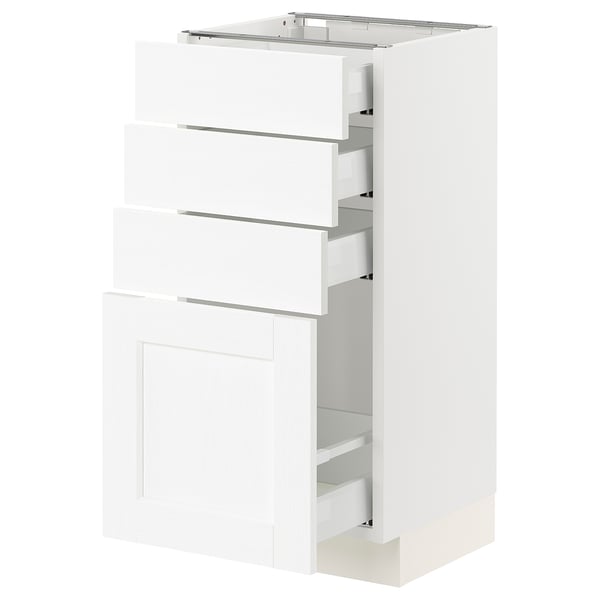 SEKTION / MAXIMERA Gabinete bajo+4 cajones, blanco Enköping/blanco efecto madera, 15x15x30 "