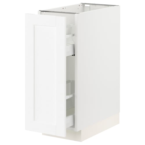 SEKTION / MAXIMERA Gabinete bajo+almacenamiento xtrbl, blanco Enköping/blanco efecto madera, 12x24x30 "